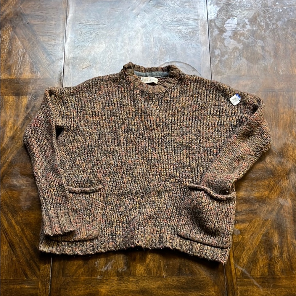 if it were me Brown and Black Knit Crewneck Sweater with two cute front pockets!